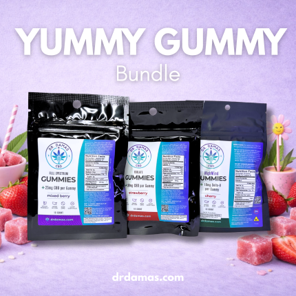 Yummy Gummy Bundle by Dr. Damas &ndash; 3-pack CBD and Delta-9 THC gummies for mood support, relaxation, and daily wellness.